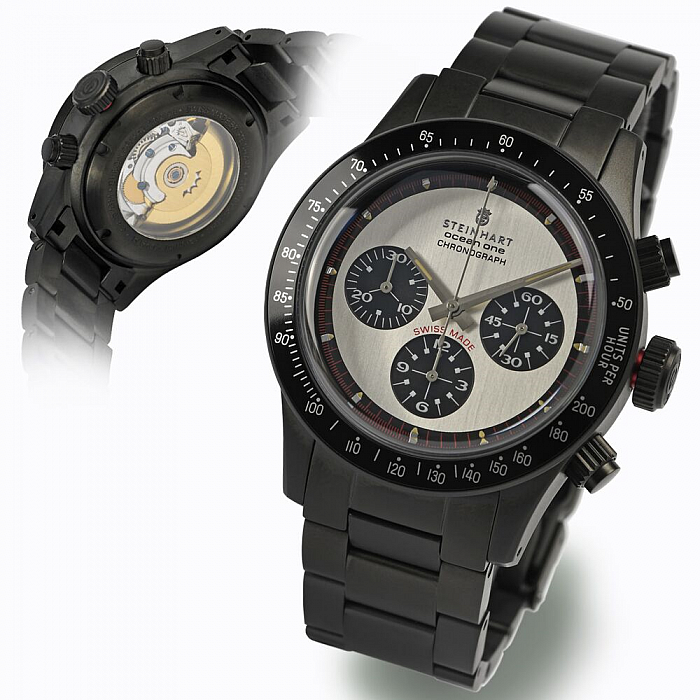 Steinhart Ocean One Vintage Chronograph black matt DLC silver