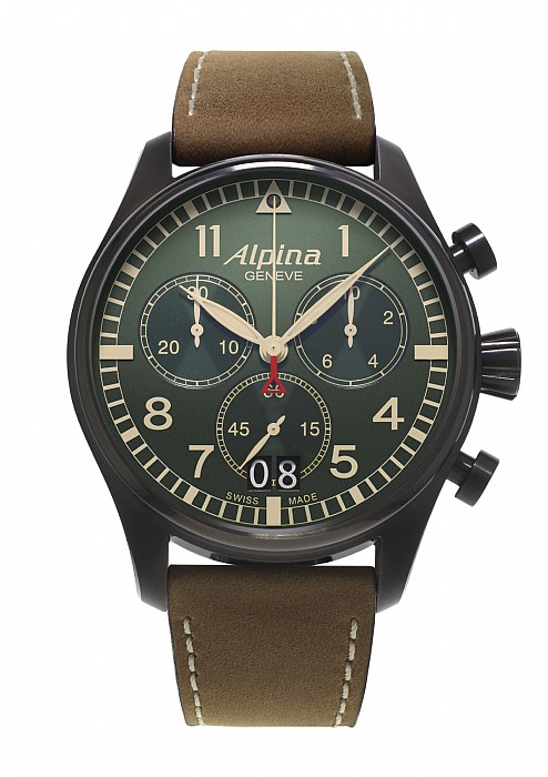 Alpina Startimer Pilot Chronograph Big Date AL-372GR4FBS6 - Matte Military Green