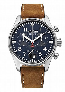 Alpina Startimer Pilot Chronograph Big Date AL-372N4S6 - Matte Navy Blue