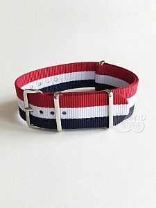 NATO Strap - Červená / Bílá / Modrá