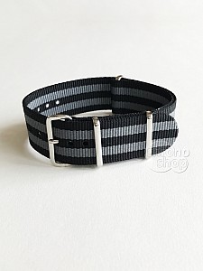 NATO Strap - Černá / Šedá - „James Bond”